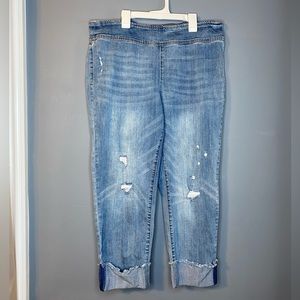 INC International Denim Blue Straight Leg Capris With Rips|Women’s US Size 14/32